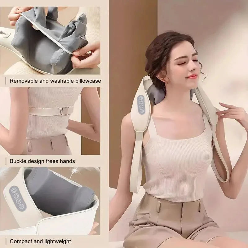 Massageador de Pescoço Inteligente Sem Fio – Alívio Instantâneo com Compressão Profissional