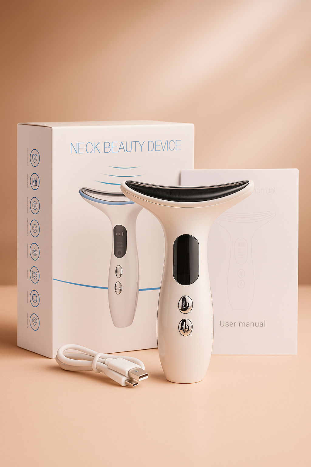 Massageador Rejuvenescedor Facial e de Pescoço 6 em 1 – Lifting, LED, Vibração & Íons