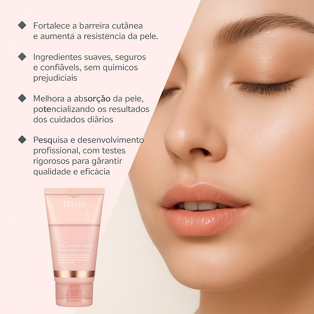 Máscara Noturna de Colágeno Hoygi – Pele Renovada Enquanto Você Dorme!