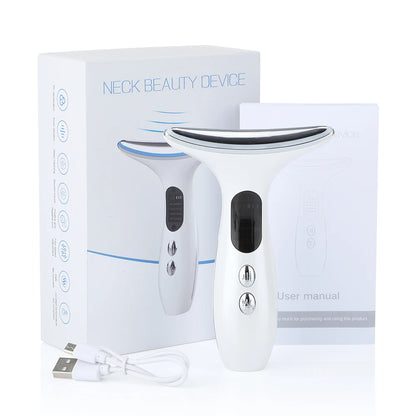 Massageador Rejuvenescedor Facial e de Pescoço 6 em 1 – Lifting, LED, Vibração & Íons