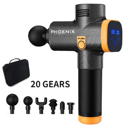 Phoenix A2 – Pistola de Massagem Muscular Profunda com Display LED e 4 Ponteiras