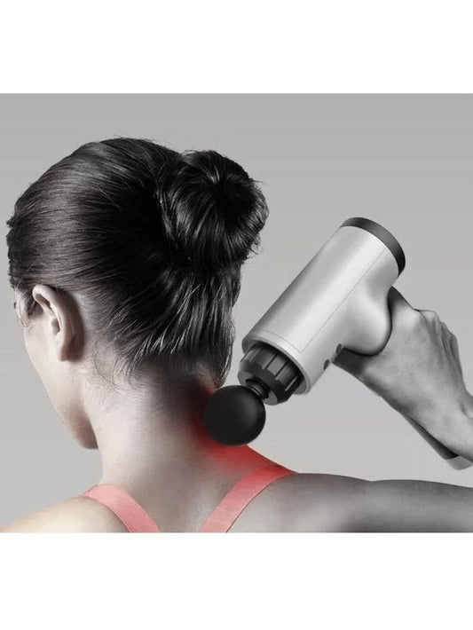 Massageador Muscular Elétrico Portátil – 6 Velocidades, Visor Digital e 4 Cabeçotes