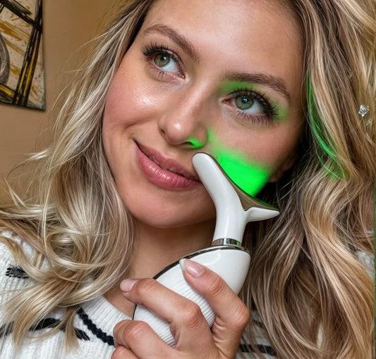 Massageador Facial Portátil com Luz LED 3 Cores – Reduz Rugas e Estimula Colágeno