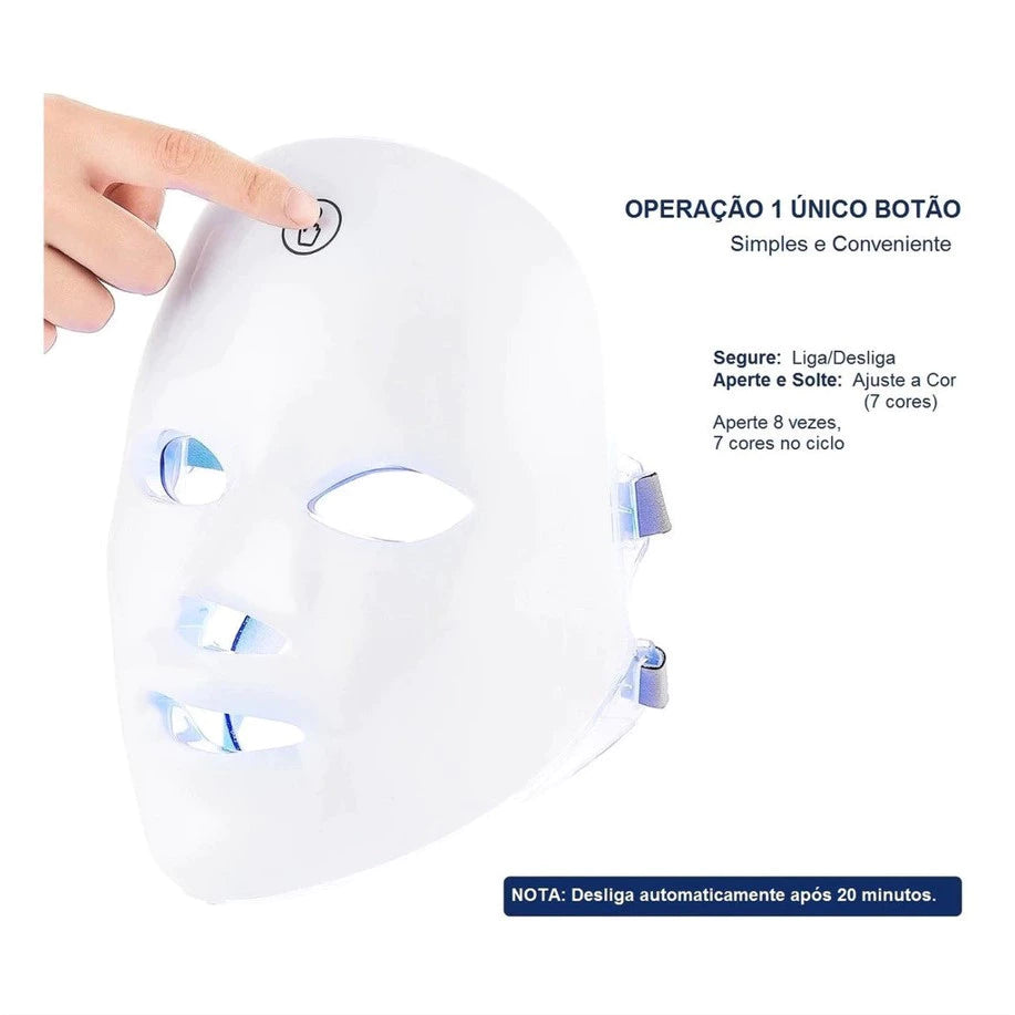 Máscara LED Facial 7 Cores – Tratamento Estético Profissional em Casa