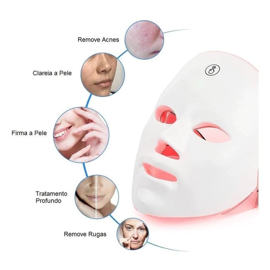 Máscara LED Facial 7 Cores – Tratamento Estético Profissional em Casa